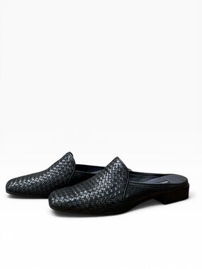 Sesto Meucci Woven Black Leather Mules Women’s Size 7.5 N